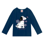 Blusinha Manga Longa Cachorrinha Marinho Brandili - Feminina