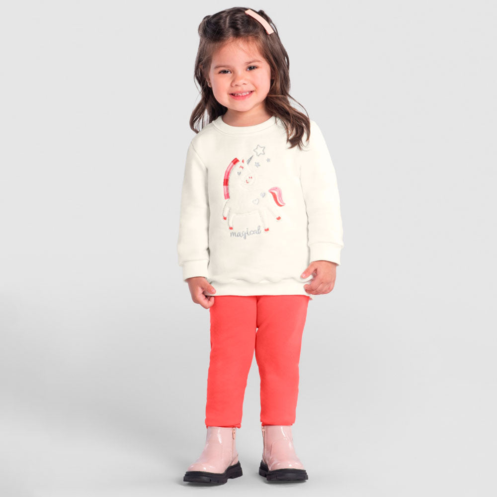 Conjunto Blusão e Calça Moletom Unicornio Magical Vermelho Brandili - Feminino