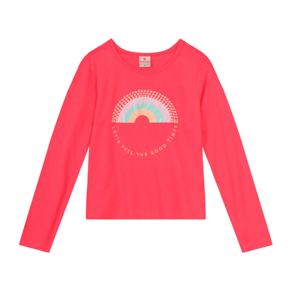 Blusinha Manga Longa Vermelha Arco Iris Brandili - Feminina