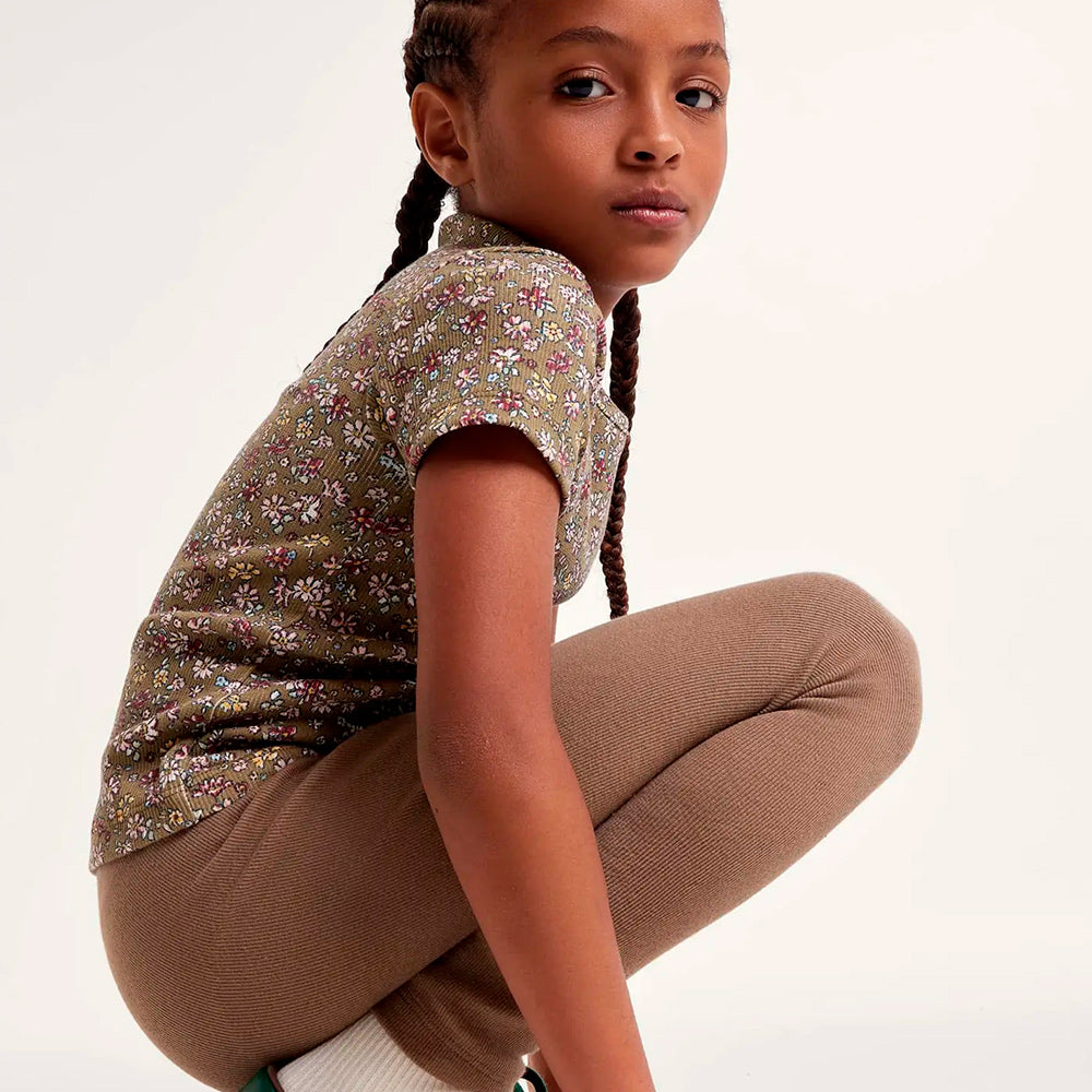 Calça Legging Em Ribana Hering Kids Básica Feminina - Marrom