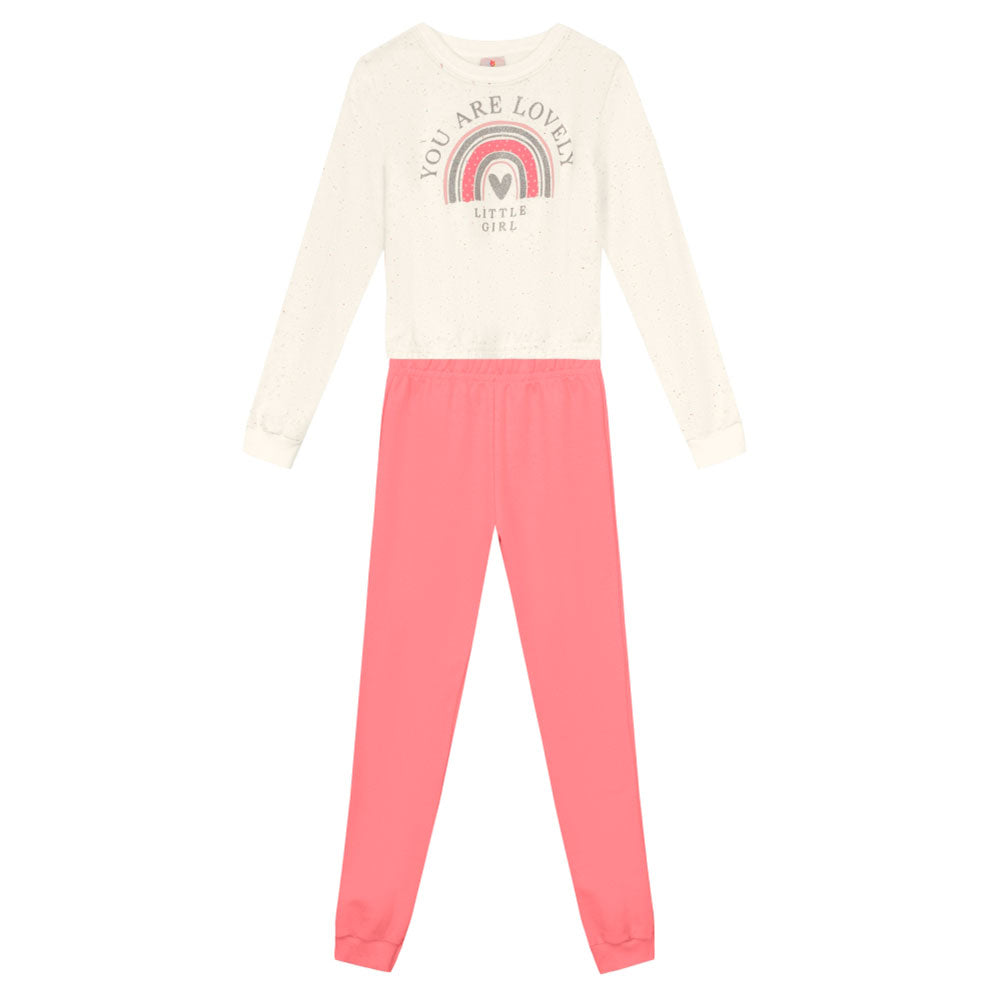 Conjunto Moletom Blusão e Calça Arco Íris Little Girl Rosa Brandili - Feminino