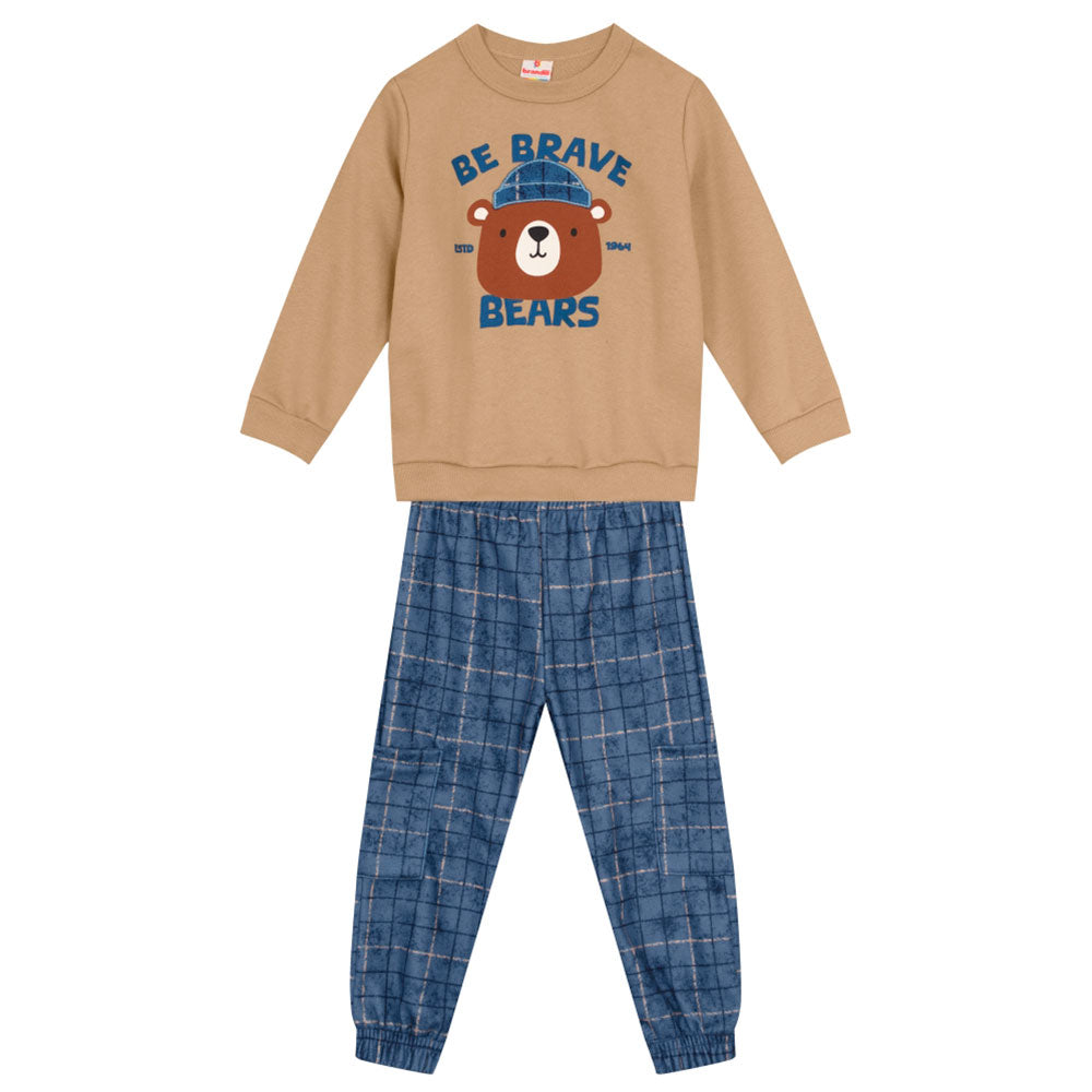 Conjunto Moletom Blusão e Calça Jogger Be Brave Ursinho Brandili - Masculino