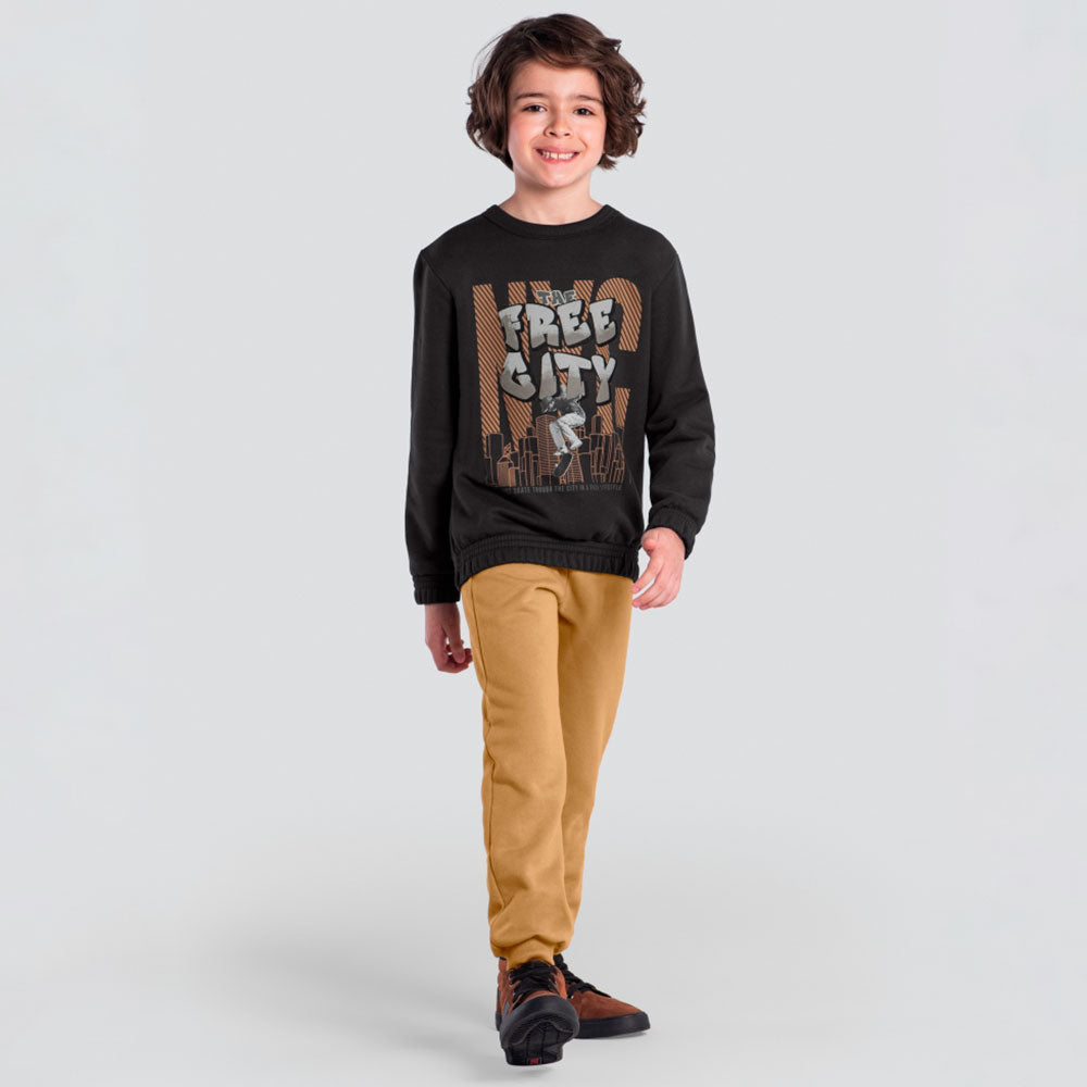 Conjunto Moletom Blusão e Calça Free Gity Chumbo Brandili - Masculino