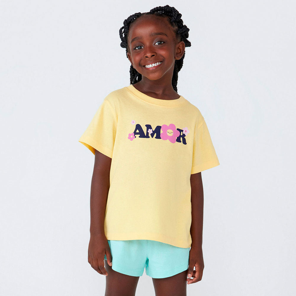 Pijama Manga Curta Amor Amarelo Hering Infantil - Feminino