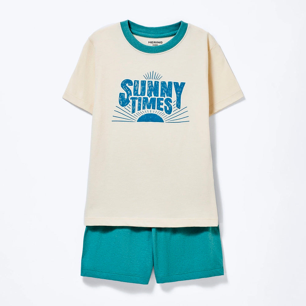 Pijama Curto Hering Infantil Sunny Times Masculino - Creme