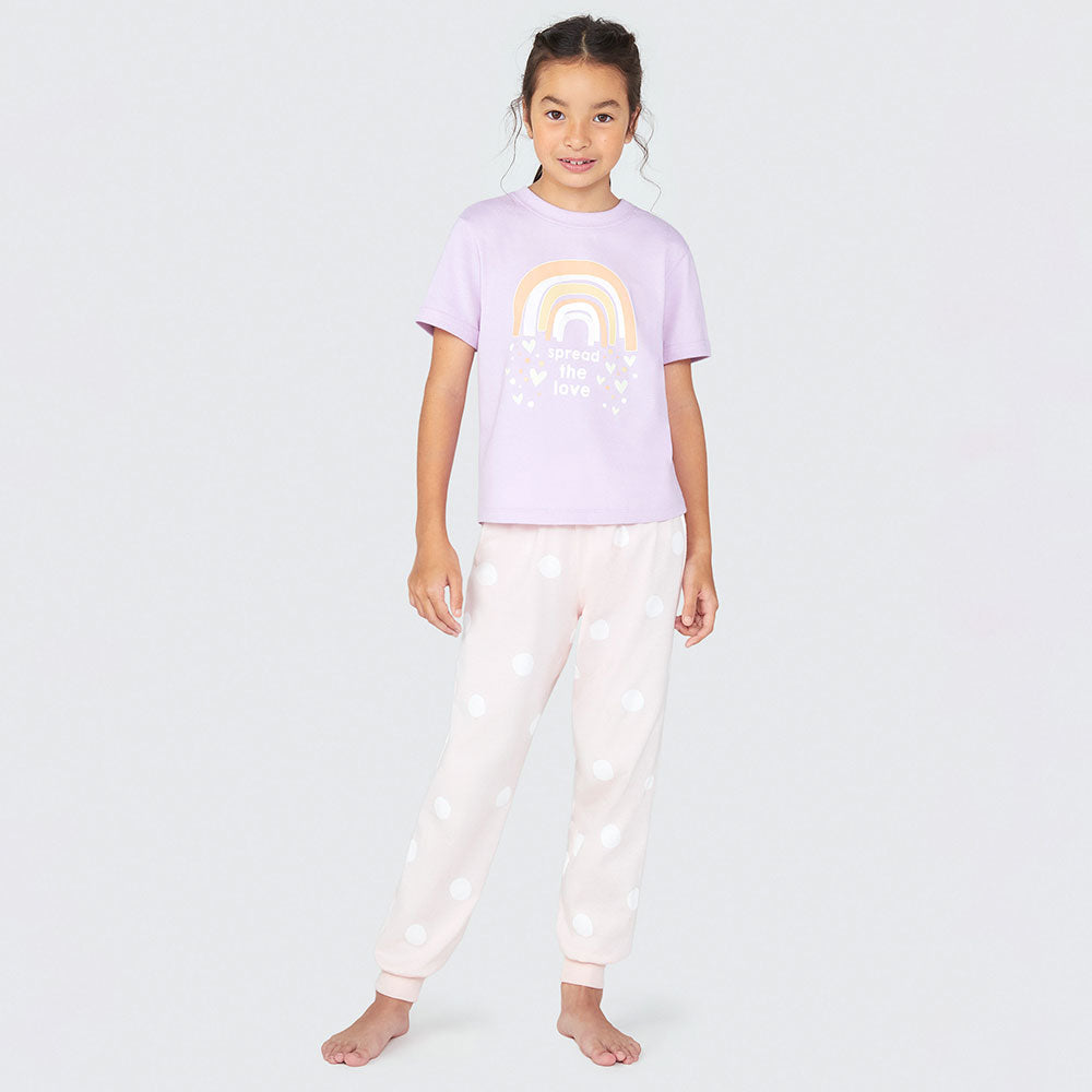 Pijama Manga Curta e Calça Spread The Love Hering Infantil Lilás - Feminino