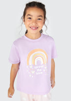 Pijama Manga Curta e Calça Spread The Love Hering Infantil Lilás - Feminino