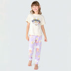 Pijama Manga Curta e Calça Sonhos Hering Infantil Bege - Feminino