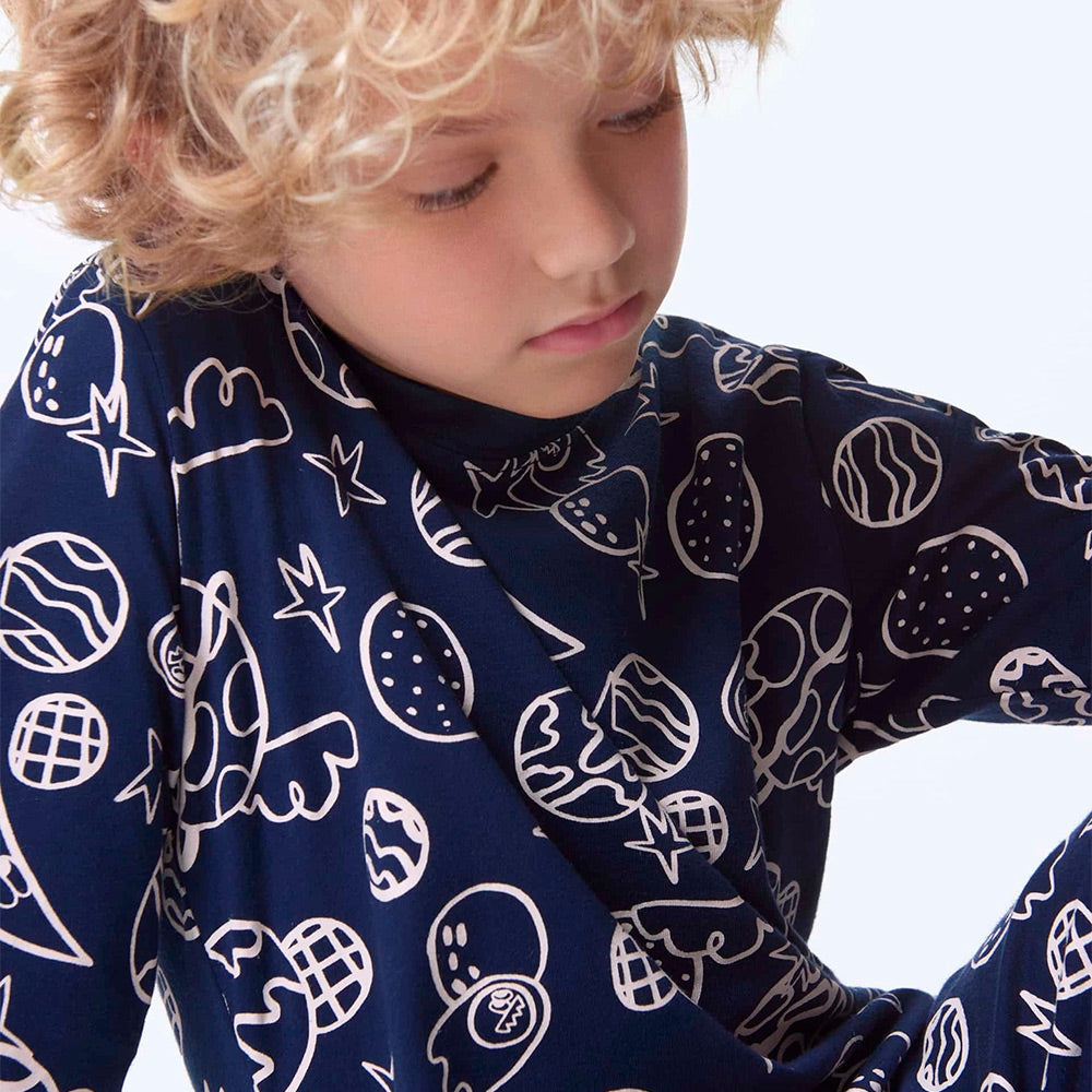Pijama Longo Hering Infantil Estampado Unissex - Azul