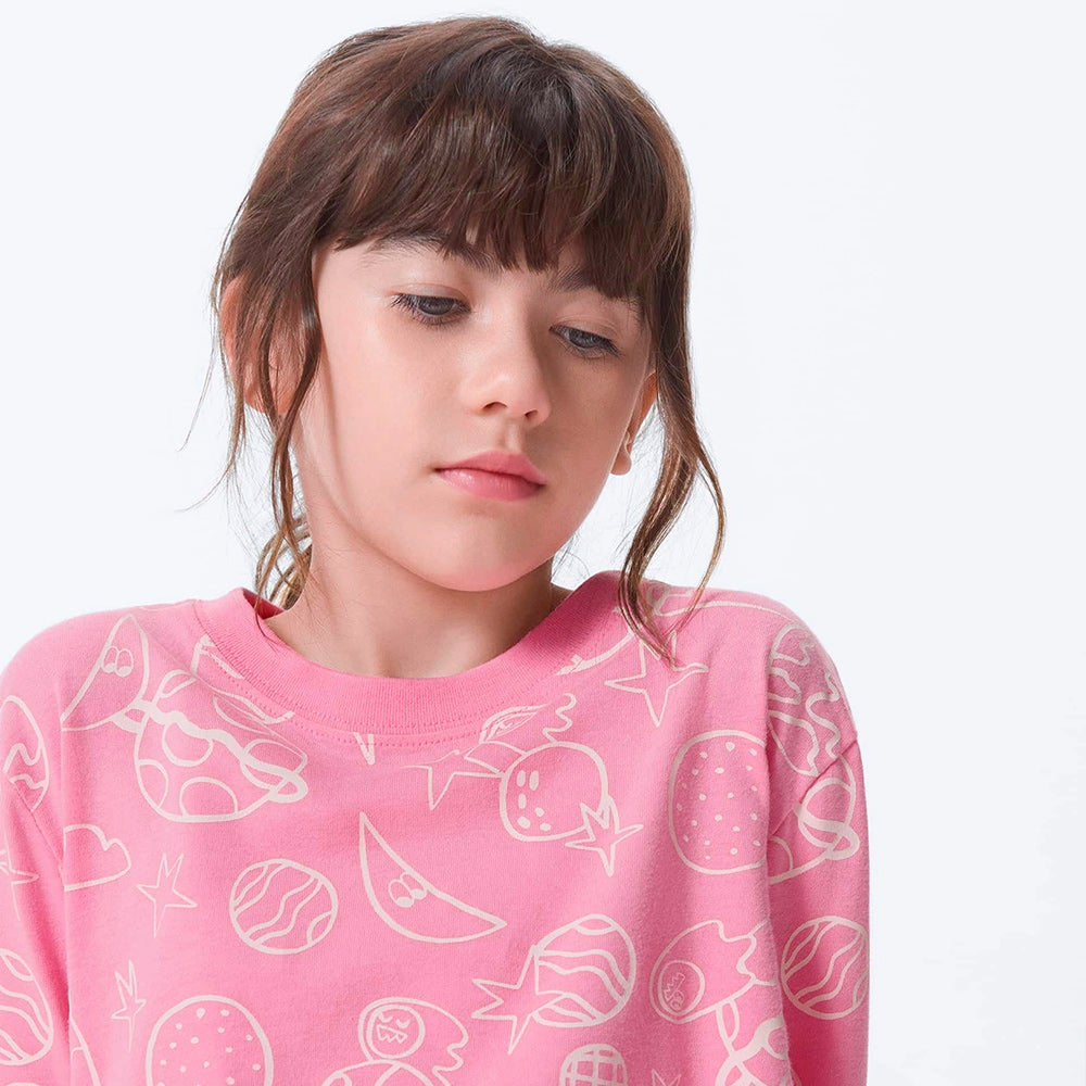 Pijama Longo Hering Infantil Estampado Feminina - Rosa
