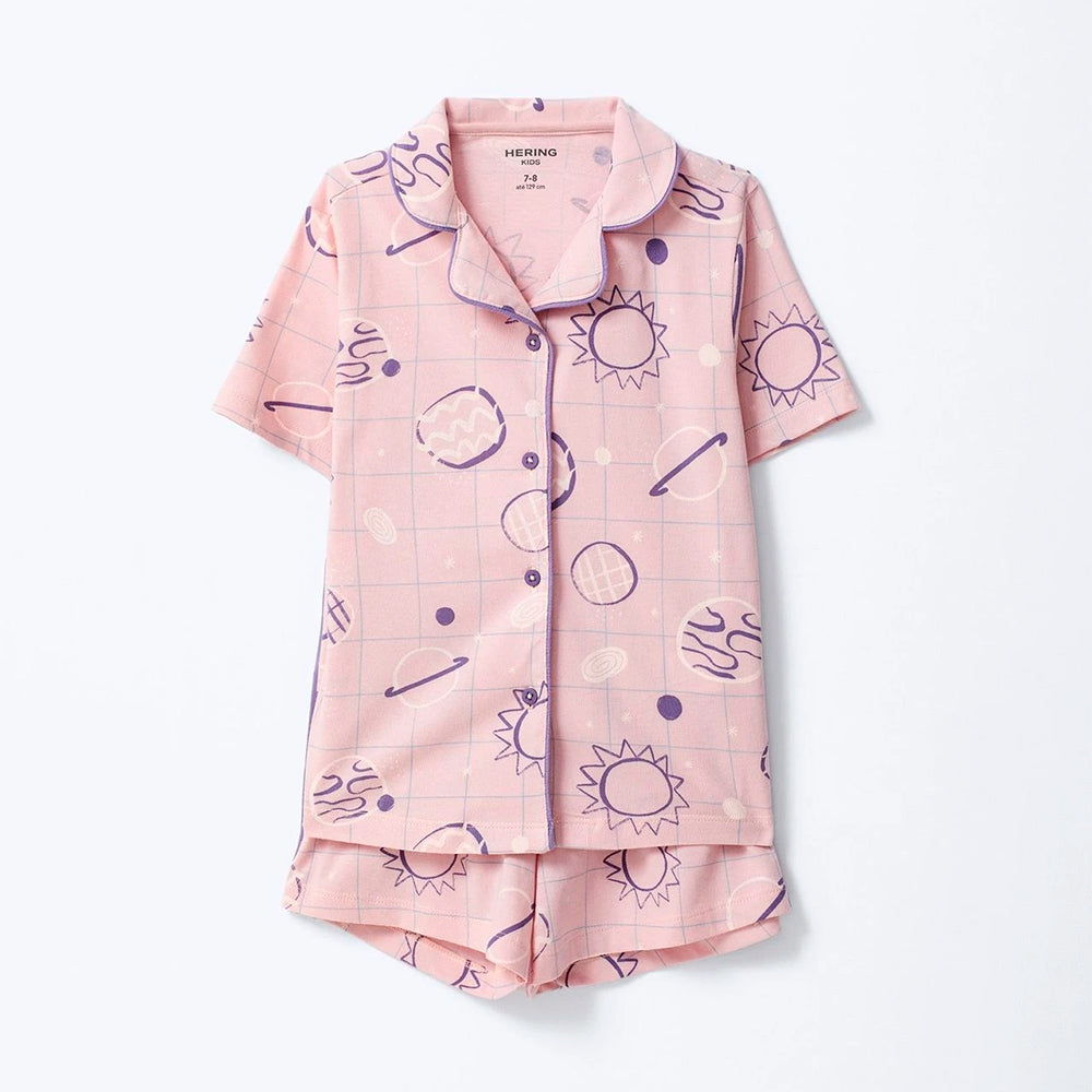 Pijama Americano Estampado Hering Kids Feminino – Rosa