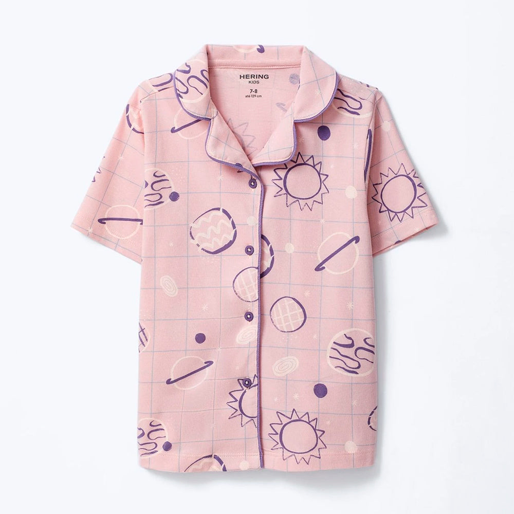 Pijama Americano Estampado Hering Kids Feminino – Rosa
