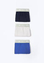 Kit Com 3 Cuecas Hering Kids Boxer Masculina - Azul Marinho/Branco/Azul