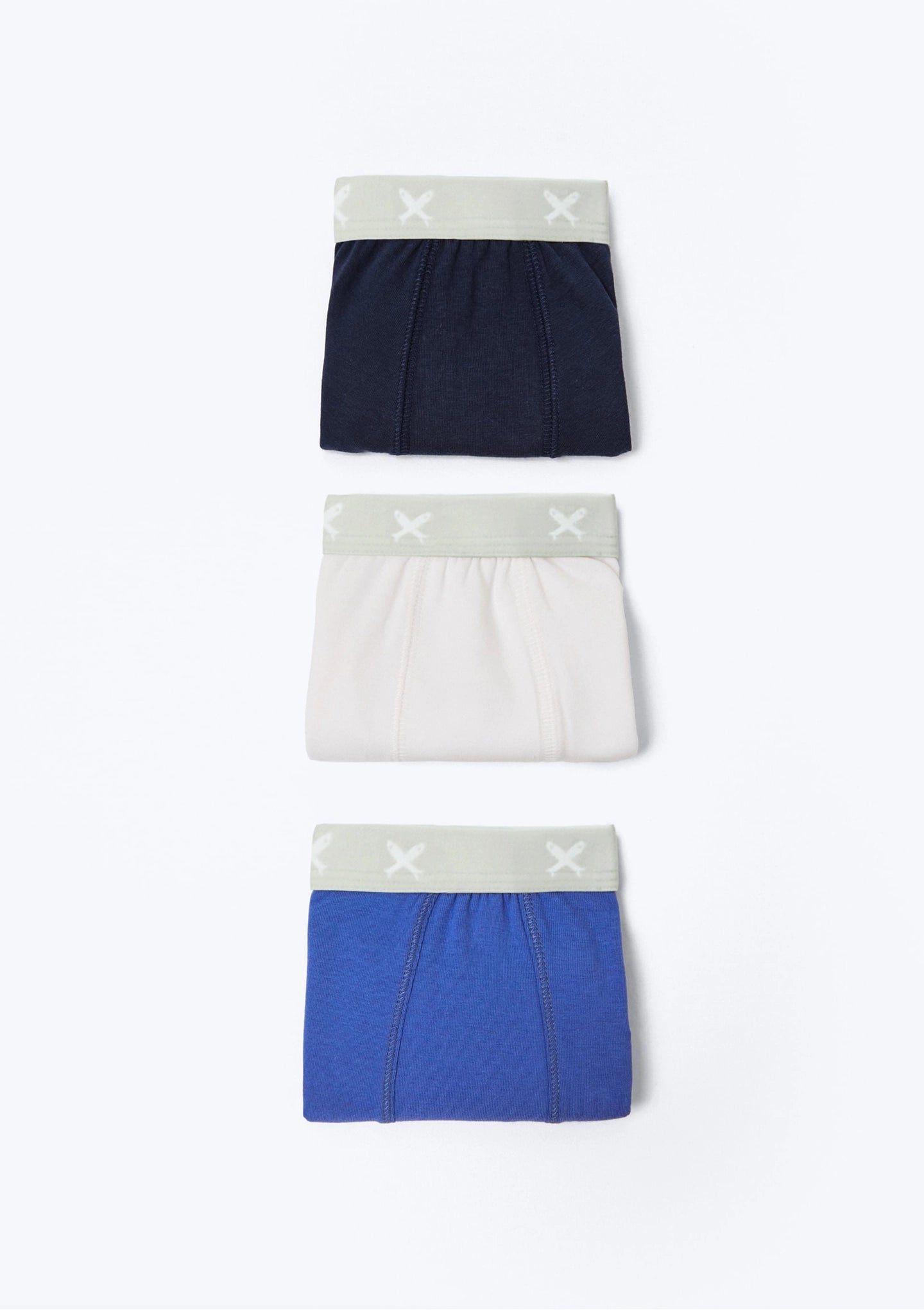 Kit Com 3 Cuecas Hering Kids Boxer Masculina - Azul Marinho/Branco/Azul