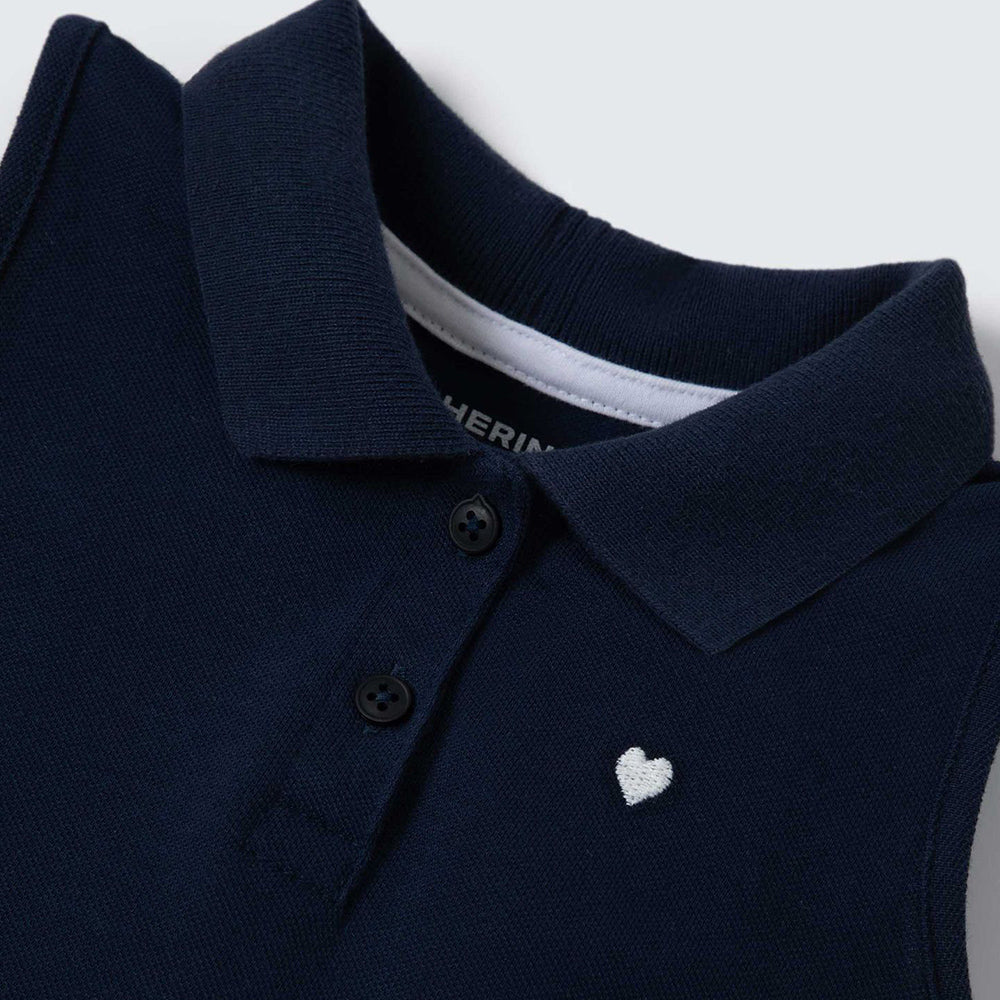 Body Vestido Gola Polo Bebê Hering Kids Feminino - Azul