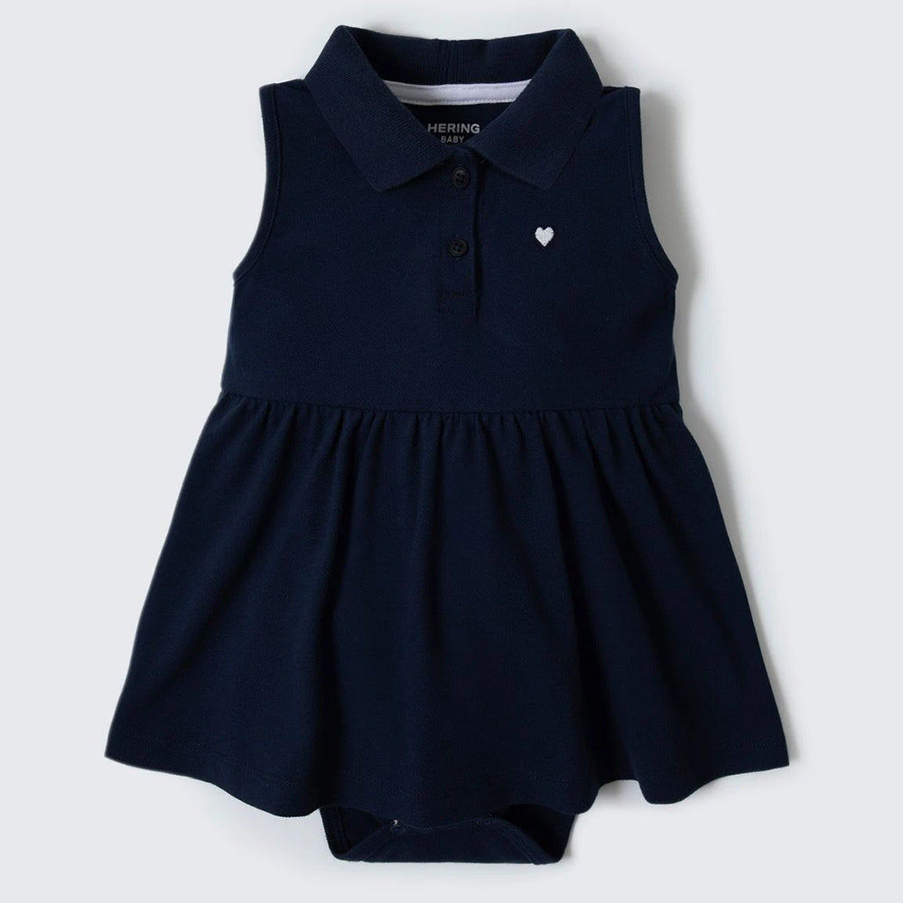 Body Vestido Gola Polo Bebê Hering Kids Feminino - Azul