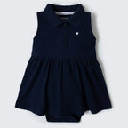 Body Vestido Gola Polo Bebê Hering Kids Feminino - Azul