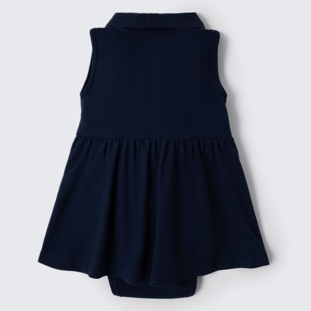 Body Vestido Gola Polo Bebê Hering Kids Feminino - Azul