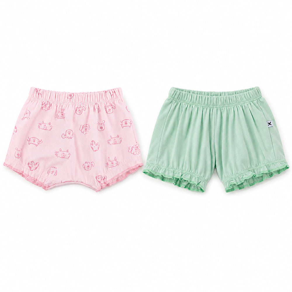 Kit 2 Shorts Estampado Hering Kids Feminino Infantil - Rosa/Verde