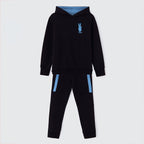 Conjunto Blusão com Capuz e Calça Preto e Azul Hering Infantil - Masculino