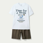 Conjunto Camiseta Manga Curta E Bermuda Hering Kids Estampado Masculino - Branco