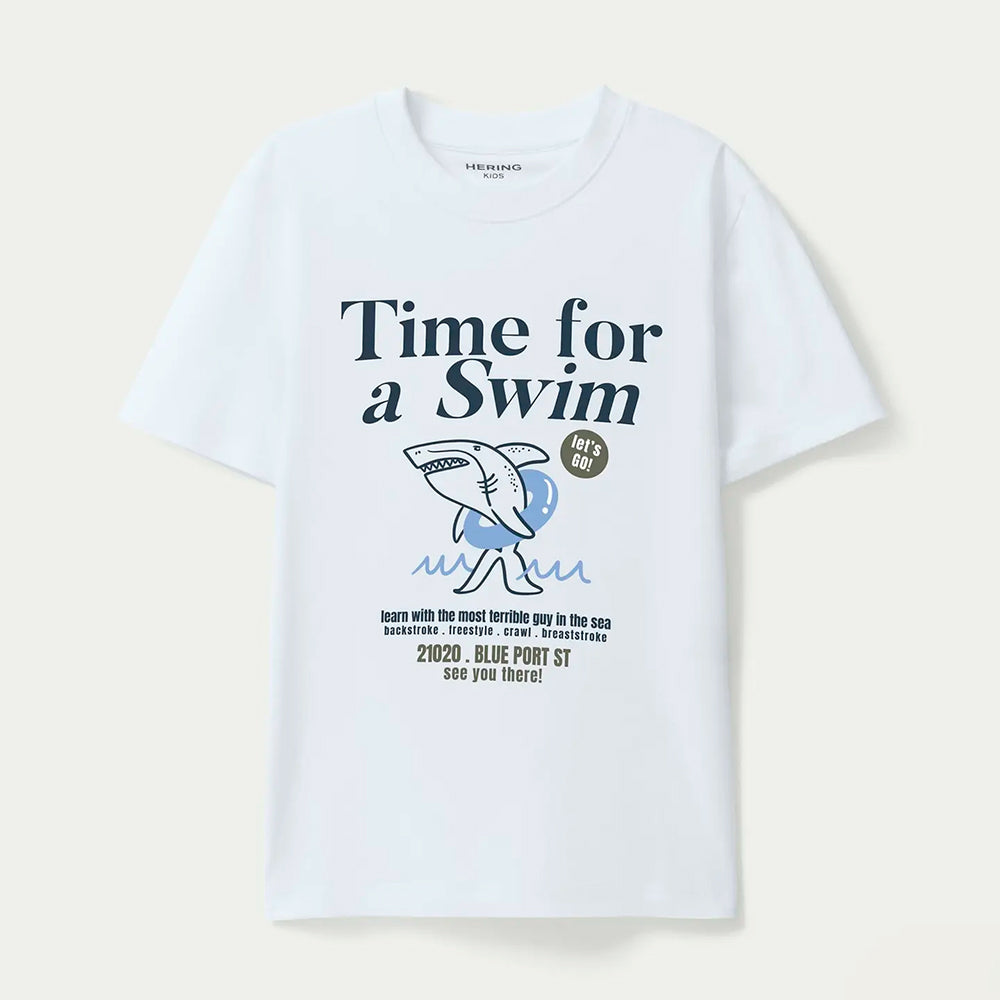Conjunto Camiseta Manga Curta E Bermuda Hering Kids Estampado Masculino - Branco