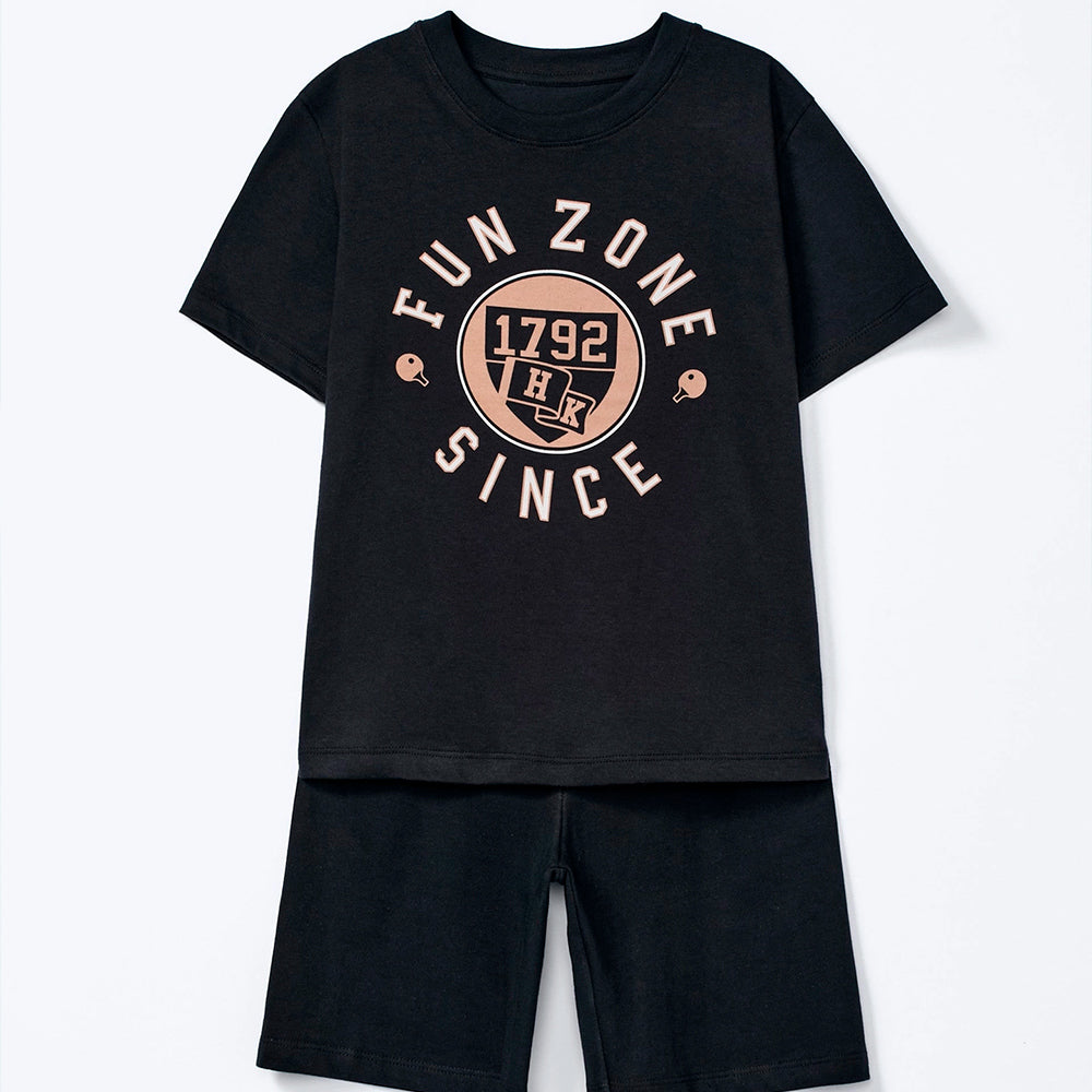 Conjunto Camiseta Manga Curta e Bermuda Hering Com Estampa Masculina - Preto