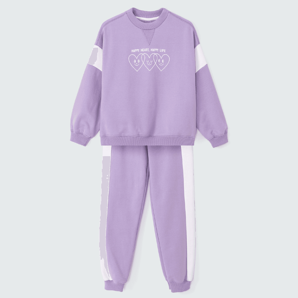 Conjunto Blusão e Calça de Moletom Lilás Hering Infantil - Feminino