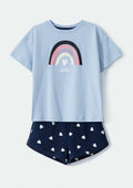 Conjunto Camiseta Manga Curta e Shorts Arco-Iris Hering Infantil - Feminino
