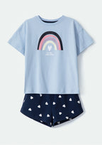 Conjunto Camiseta Manga Curta e Shorts Arco-Iris Hering Infantil - Feminino