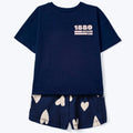 Conjunto Curto Hering Infantil Estampado Feminino - Azul