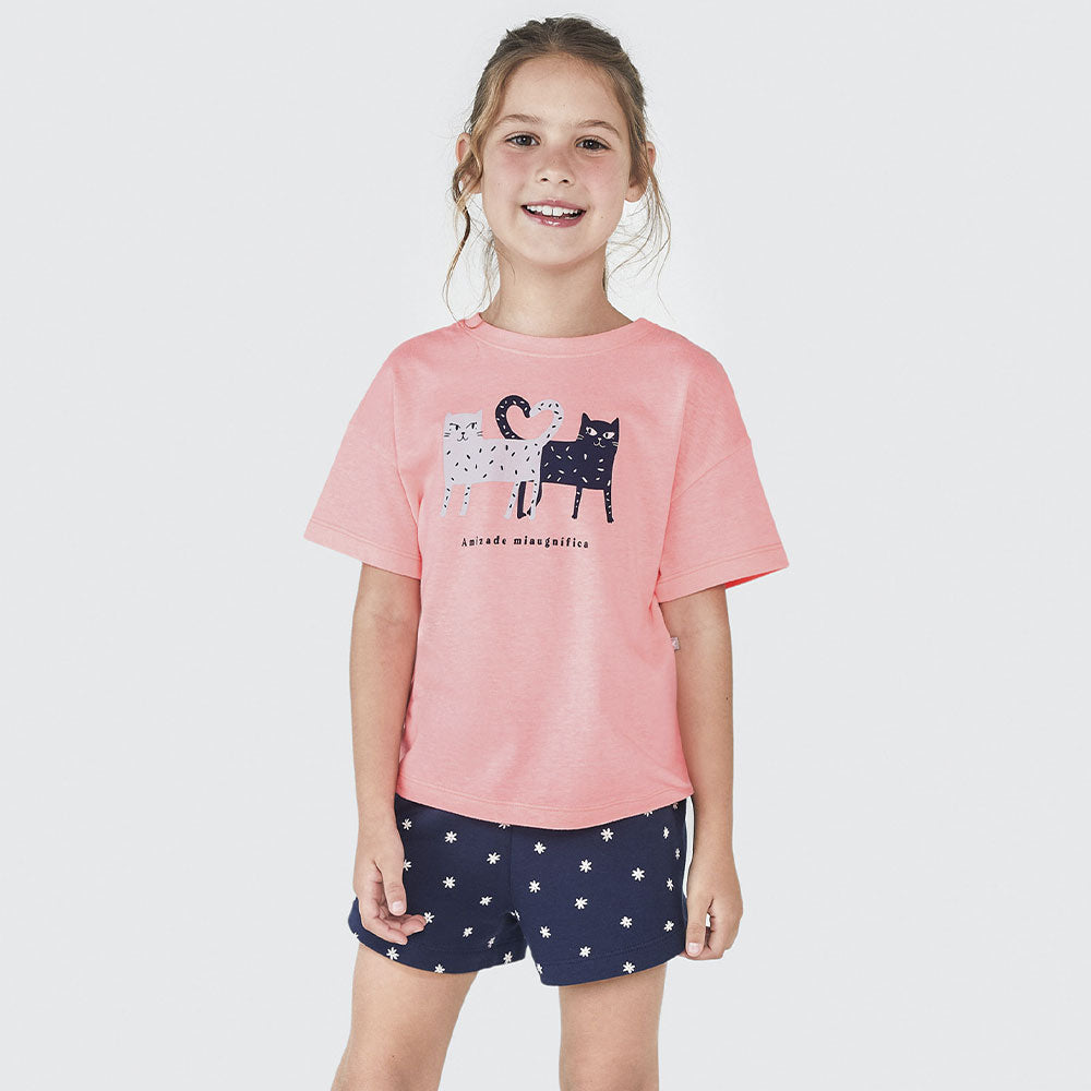 Conjunto Camiseta e Shorts Gatinhos Hering - Feminino