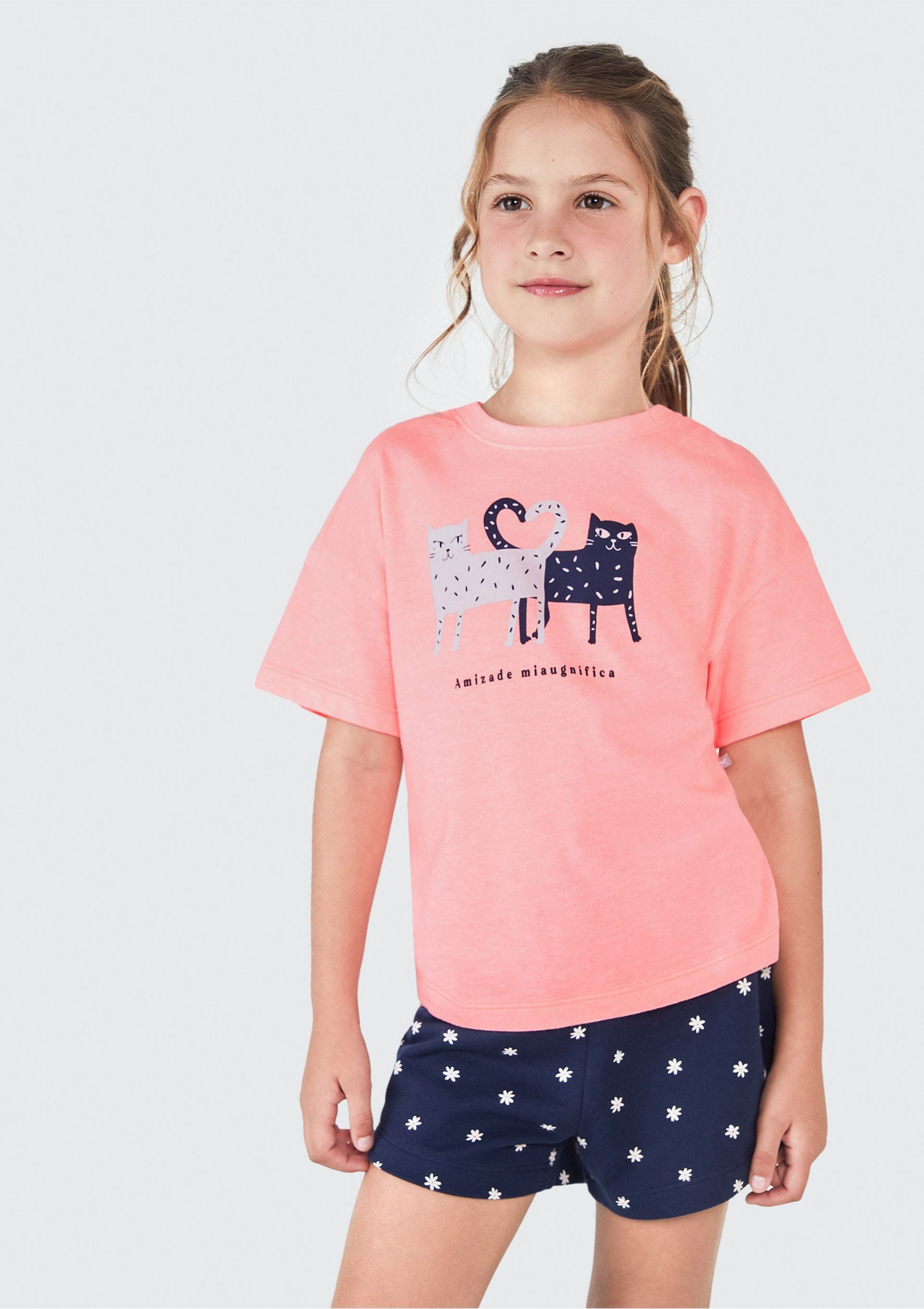 Conjunto Camiseta e Shorts Gatinhos Hering - Feminino