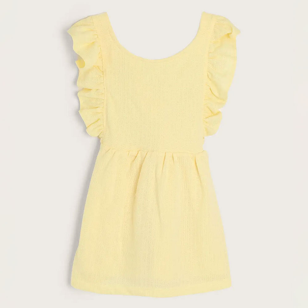 Vestido Manga Babado Hering Infantil Amarelo - Feminino