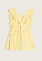 Vestido Manga Babado Hering Infantil Amarelo - Feminino