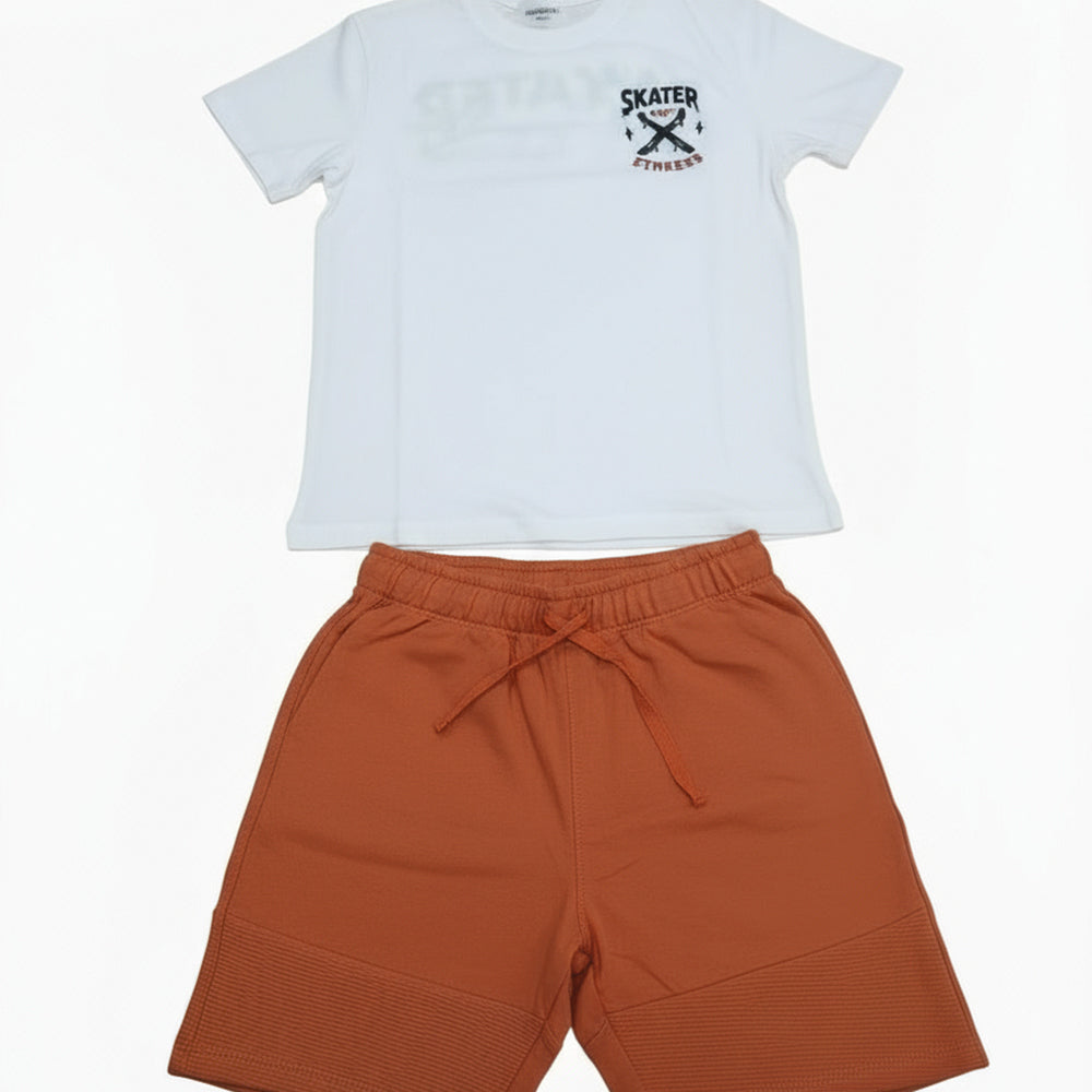 Conjunto Camiseta e Bermuda Hering Estampada Masculino - Branco