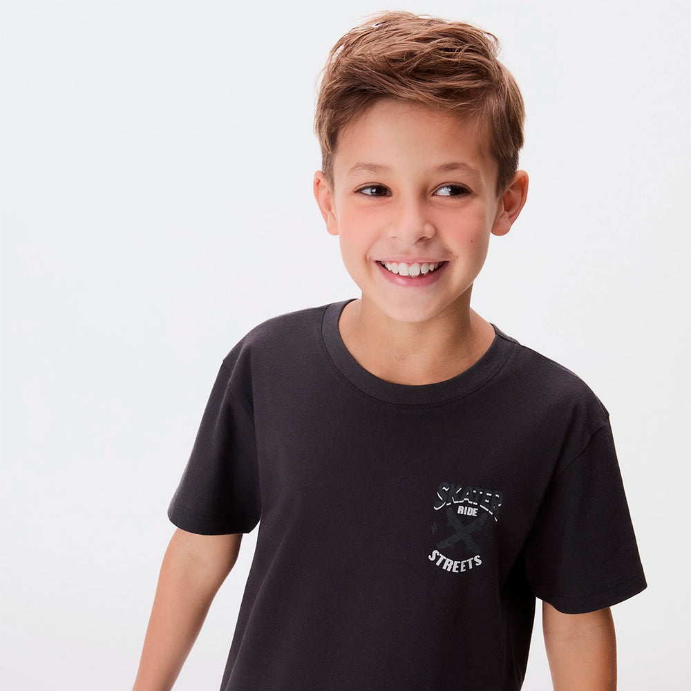 Conjunto de Bermuda e Camiseta Hering Estampado Masculino - Preto