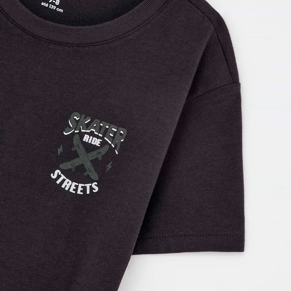 Conjunto de Bermuda e Camiseta Hering Estampado Masculino - Preto