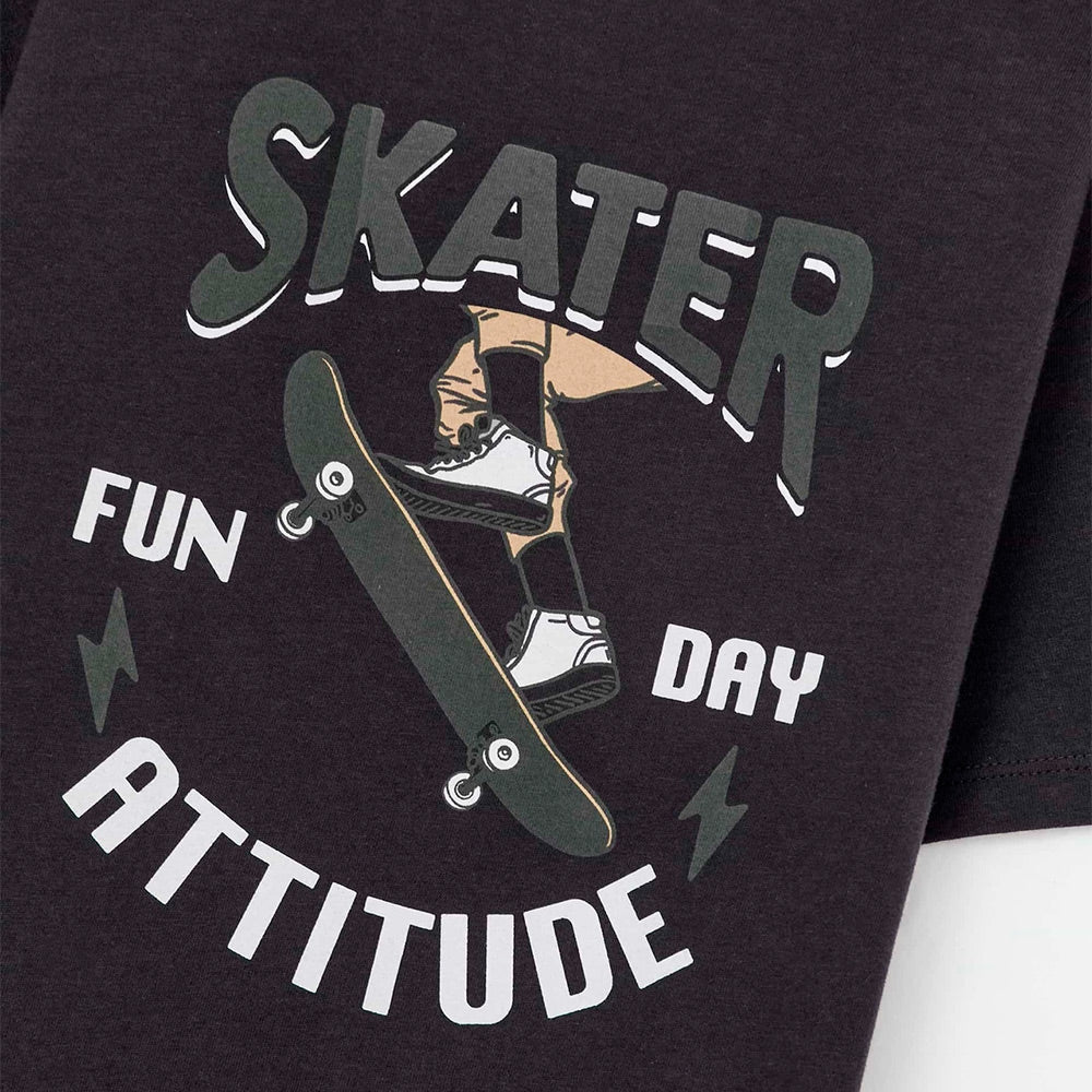 Conjunto de Bermuda e Camiseta Hering Estampado Masculino - Preto