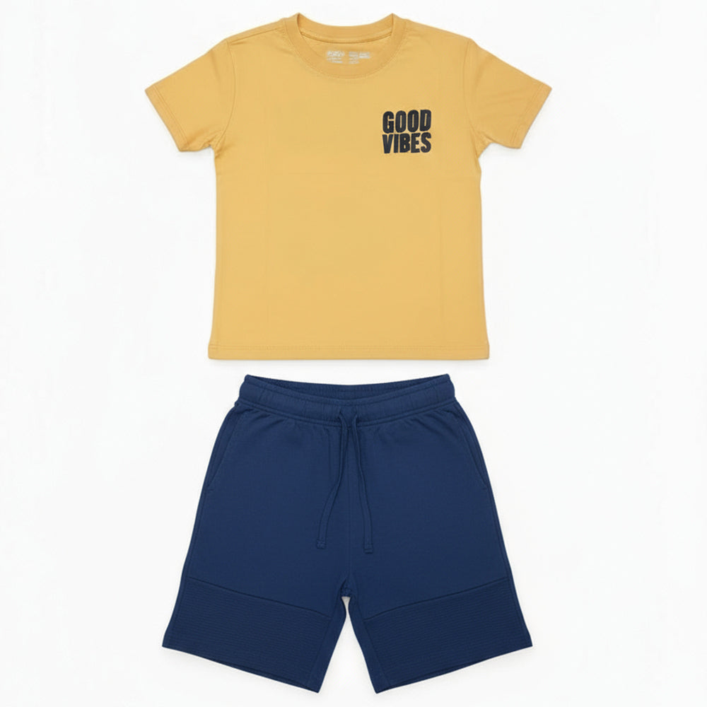 Conjunto de Bermuda e Camiseta Hering Estampado Masculino - Amarelo