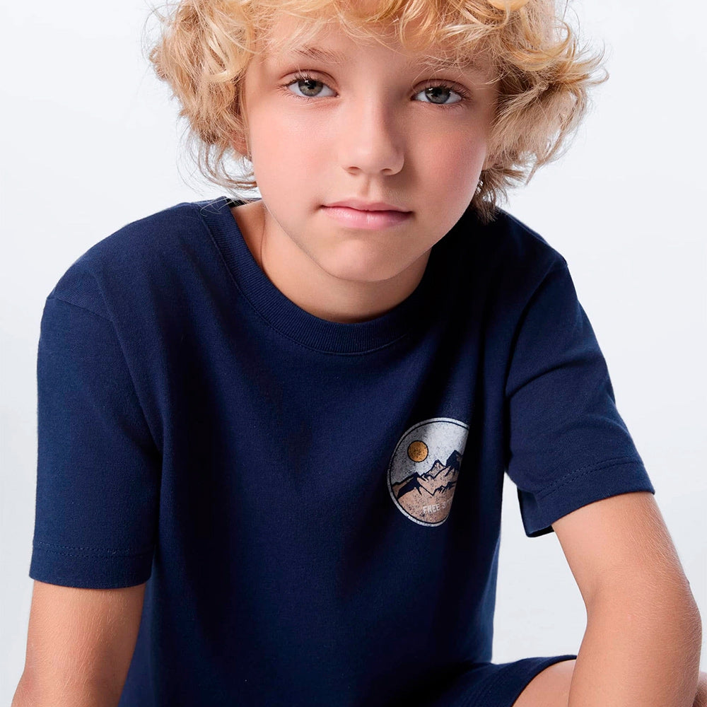 Conjunto de Bermuda e Camiseta Hering Estampado Masculino - Azul