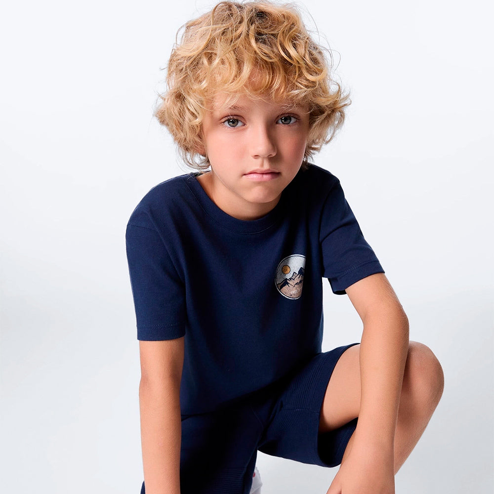 Conjunto de Bermuda e Camiseta Hering Estampado Masculino - Azul