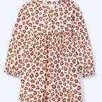 Vestido Toodler Manga Longa Hering Kids Estampado Feminino - Nude