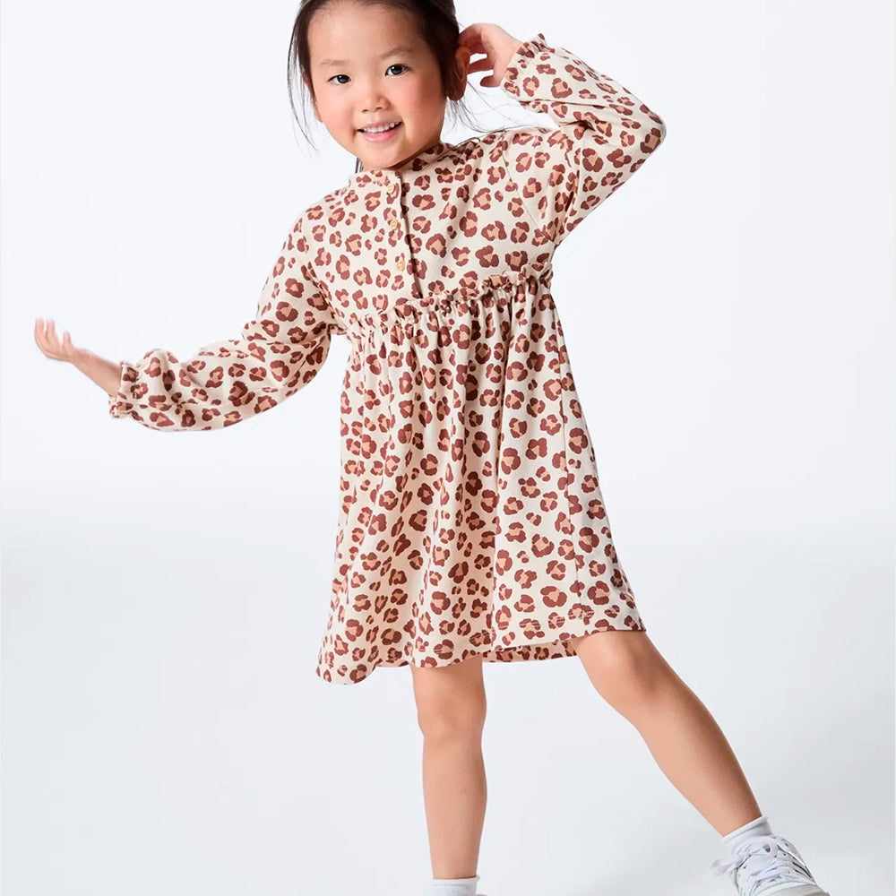Vestido Toodler Manga Longa Hering Kids Estampado Feminino - Nude
