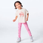 Conjunto Camiseta Manga Curta e Legging Estampada Onça Hering Infantil - Feminino