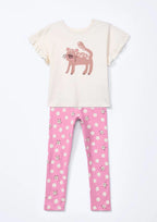 Conjunto Camiseta Manga Curta e Legging Estampada Onça Hering Infantil - Feminino