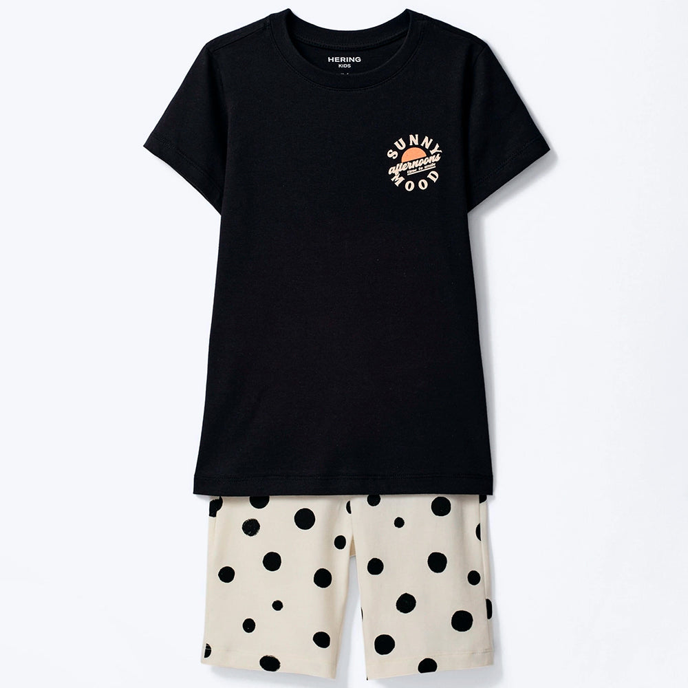 Conjunto Curto Hering Estampado Feminino - Preto