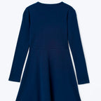 Vestido Manga Longa Hering Kids Em Ribana Feminino - Azul