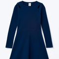 Vestido Manga Longa Hering Kids Em Ribana Feminino - Azul