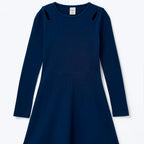 Vestido Manga Longa Hering Kids Em Ribana Feminino - Azul